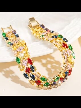 Multicolor Crystal Tennis Bracelet - Women Jewelry